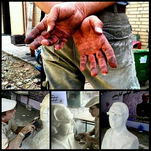 نصب مجسمه عباس کیارستمی در خانه سینما