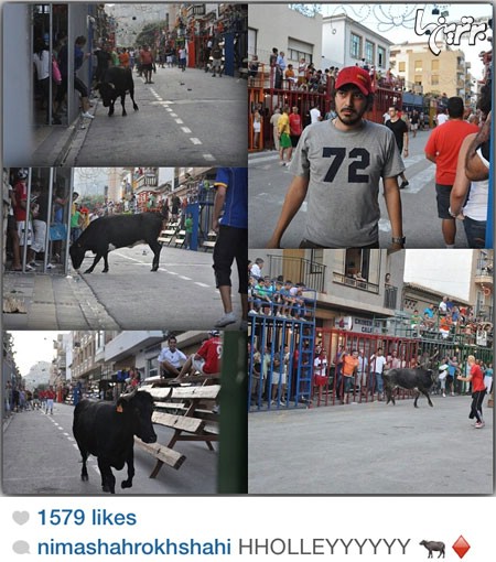 نیما شاهرخ شاهی در جشن گاوبازی سالانه در اسپانیا