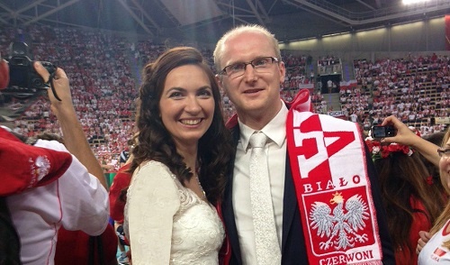 عروسی در سالن در سالن مسابقه ایران-لهستان+عکس