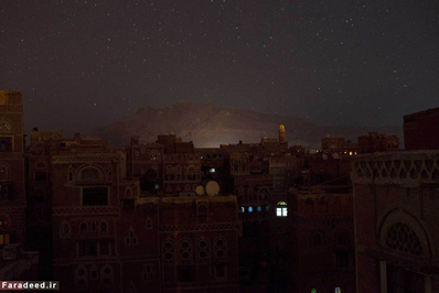 آسمان پر ستاره صنعا و لحظه انفجار بمب‌ در صنعا. 23 می 