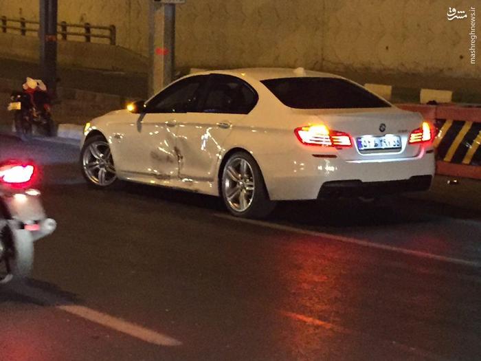 تصادف بنز و بی ام دبلیو در تهران/ عکس