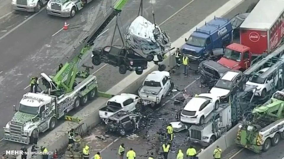 تصادف زنجیره‌ای و مرگبار بیش از ۱۳۰ خودرو در تگزاس