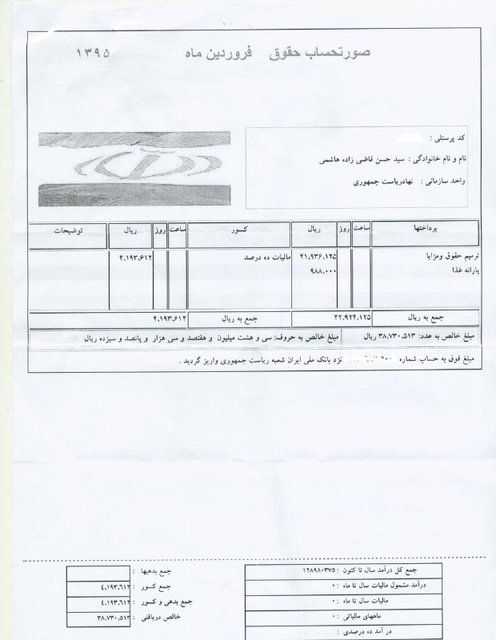 دو فیش حقوقی وزیر بهداشت/ عکس