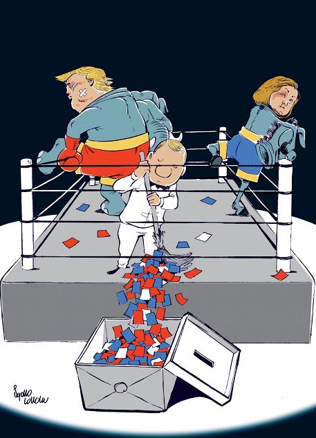 این هم پایان مشت زنی هیلاری و ترامپ!/کاریکاتور