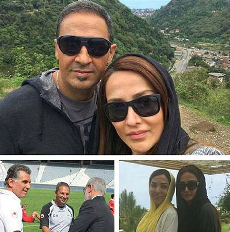 امید نمازی در کنار همسرش تارا اوتادی