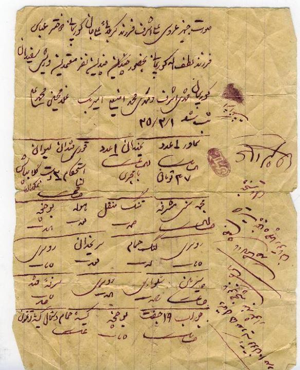 صورت جهیزیه عروس 1325/عکس