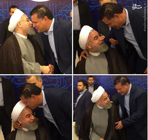 بوسه دایی بر پیشانی روحانی/عکس