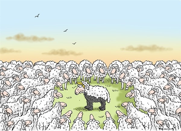 لباس اصلی ترامپ لو رفت!/کاریکاتور