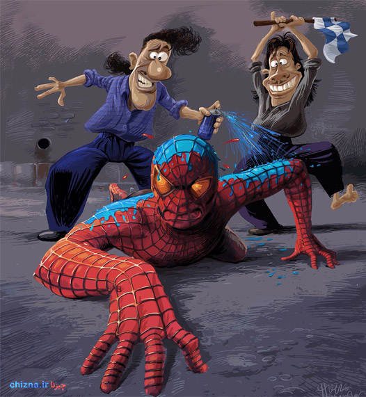 کاریکاتور/مردعنکبوتی هم اسیر دربی شد!