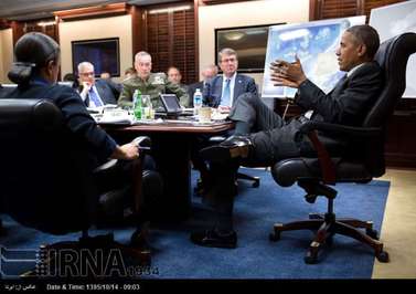 سخنرانی باراک اوباما در جمع مقام های نظامی و امنیتی در کاخ سفید.