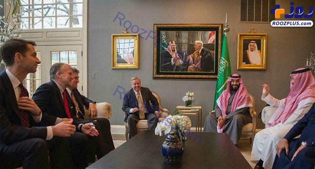 تصویری از خوش و بش ضد ایرانی ولیعهد عربستان با نمایندگان کنگره آمریکا