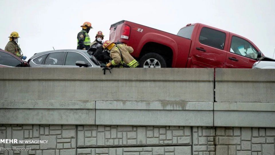 تصادف زنجیره‌ای و مرگبار بیش از ۱۳۰ خودرو در تگزاس