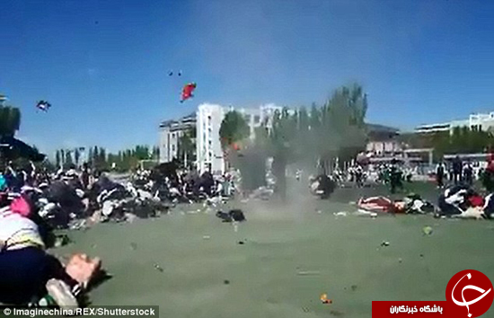 طوفان دانش‌آموزی را چندین متر به هوا برد + تصاویر