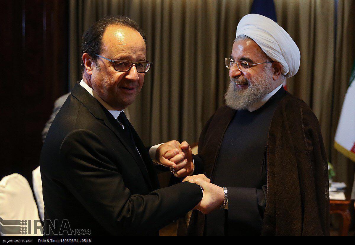 خوش و بش روحانی و اولاند/عکس