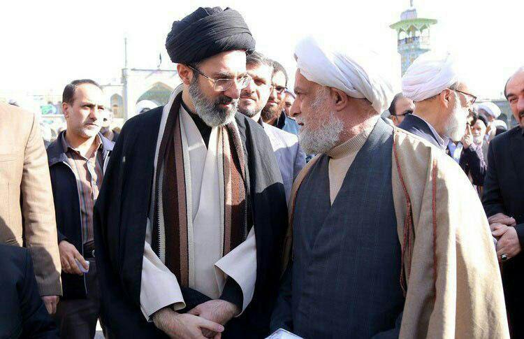 فرزند رهبر انقلاب در مراسم تشییع حجت‌الاسلام قرهی/عکس