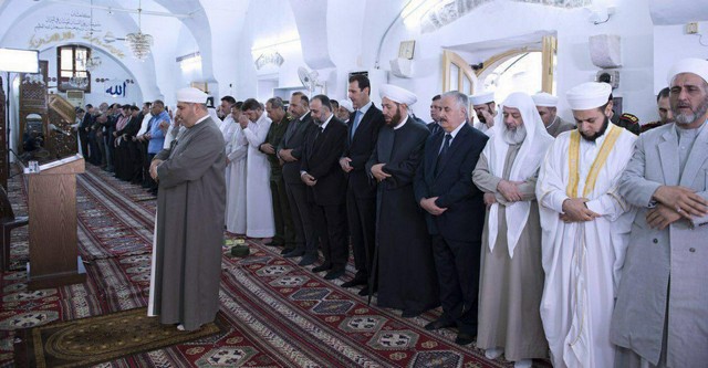 بشار اسد در نماز روز عید فطر/عکس