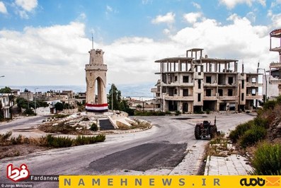 منطقه ای بمباران شده در حومه دمشق