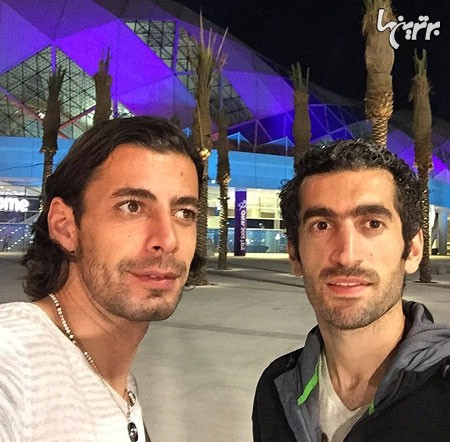 سلفی مجتبی جباری و فریدون زندی در قطر/عکس